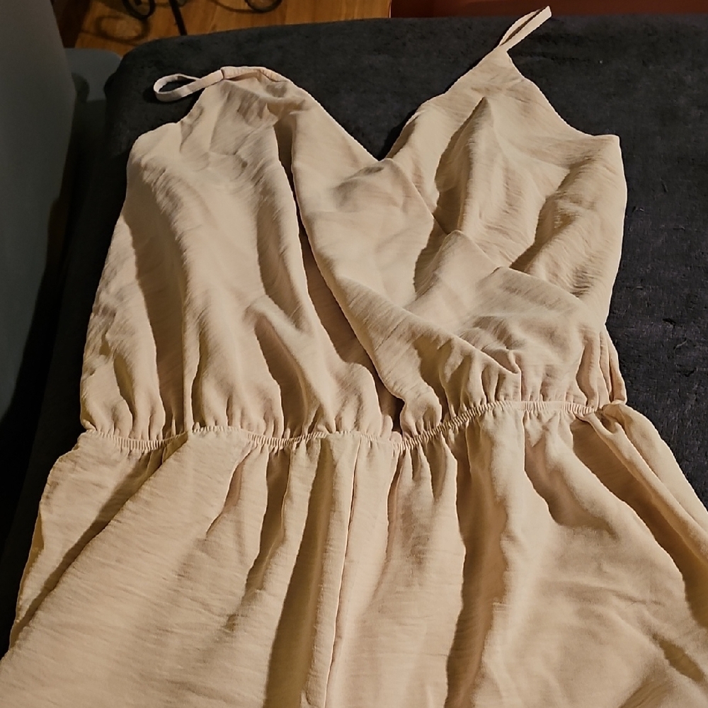Beige Sleeveless Pant Jumpsuit